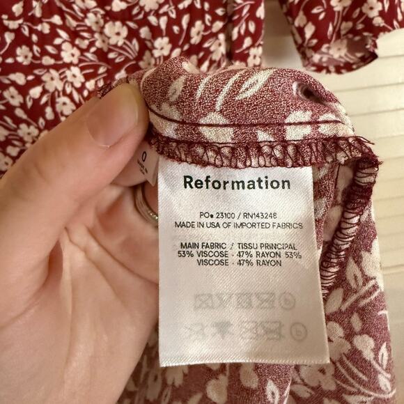 Reformation Red Floral Matin Midi Dress in Flower Girl - Picture 8 of 10